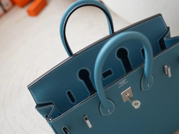 mmexport1721716580103 USA New York Hermes Birkin 25CM Togo D2 New Blue Jean Silver Hardware