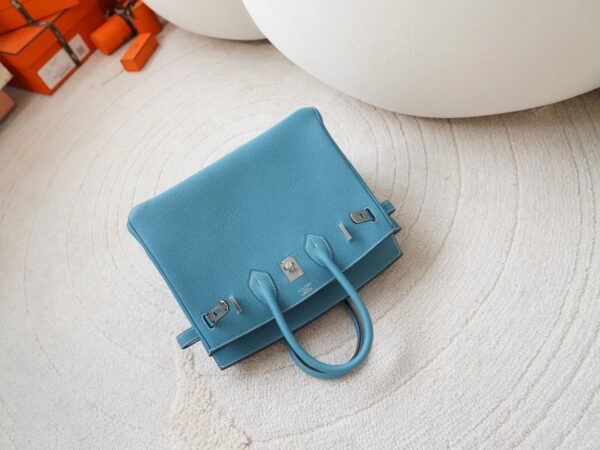 mmexport1721716582002 USA New York Hermes Birkin 25CM Togo D2 New Blue Jean Silver Hardware