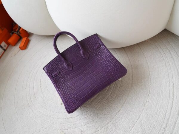 mmexport1721716597600 Hermes Bag Images Birkin 25CM Matte Alligator Crocodile 9G Amethyste Silver Hardware