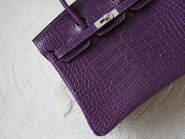 mmexport1721716599553 Hermes Bag Images Birkin 25CM Matte Alligator Crocodile 9G Amethyste Silver Hardware