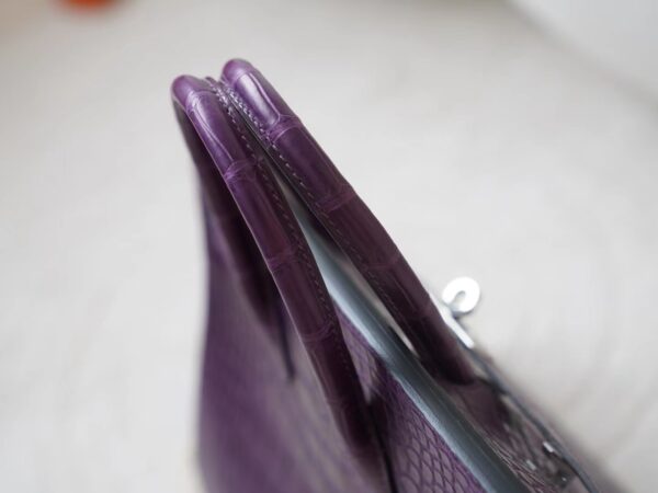 mmexport1721716601473 Hermes Bag Images Birkin 25CM Matte Alligator Crocodile 9G Amethyste Silver Hardware