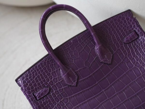 mmexport1721716605133 Hermes Bag Images Birkin 25CM Matte Alligator Crocodile 9G Amethyste Silver Hardware