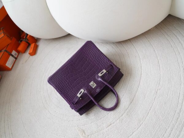 mmexport1721716610770 Hermes Bag Images Birkin 25CM Matte Alligator Crocodile 9G Amethyste Silver Hardware