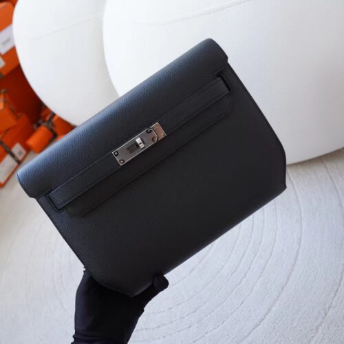 Kuwait Hermes Kelly Depeches 25CM Togo Leather 89 Noir Silver Hardware