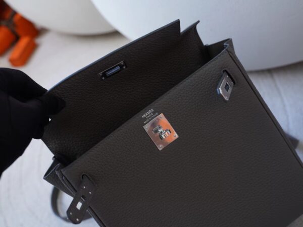 Hermes Bag Images Togo Leather Kelly Ado 22cm 89 Noir Silver Hardware