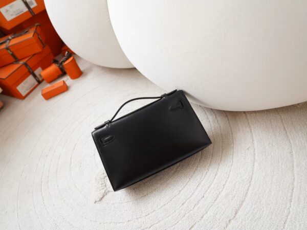 mmexport1722326153129 Saudi Arabia Riyadh Hermes Box Leather Kelly Pochette 22CM CK89 Noir Silver Hardware