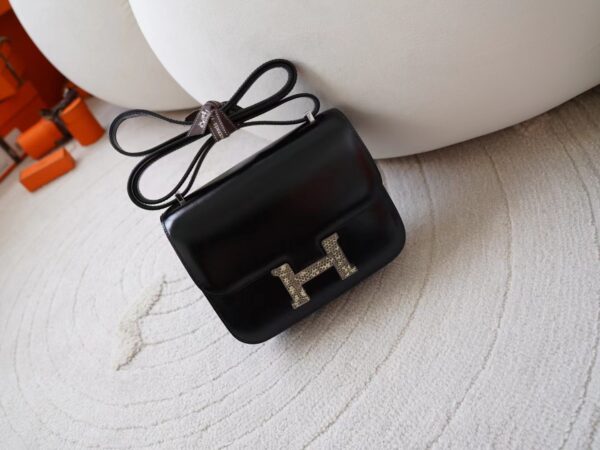 mmexport1722326178714-1 Full Handmade Hermes 89 Noir Box Leather Constance 19CM Lizard Buckle