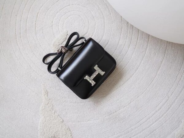 mmexport1722326180539 Full Handmade Hermes 89 Noir Box Leather Constance 19CM Lizard Buckle