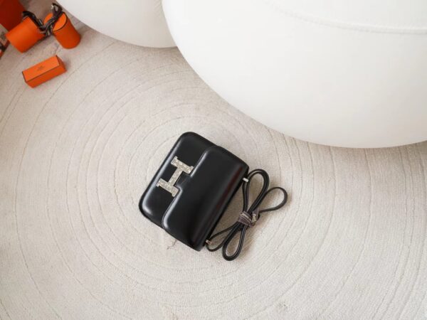 mmexport1722326195048 Full Handmade Hermes 89 Noir Box Leather Constance 19CM Lizard Buckle