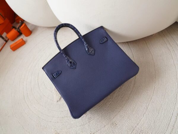 mmexport1722326332014 New Hermes Birkin Touch 25CM Togo /Shiny Crocodile M3 Blue Encre Silver Hardware