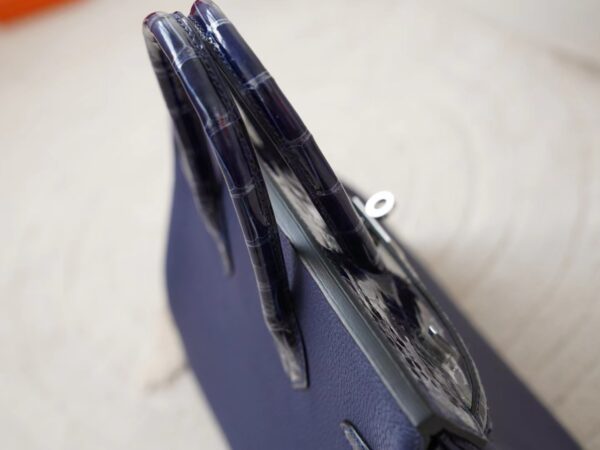 mmexport1722326337527 New Hermes Birkin Touch 25CM Togo /Shiny Crocodile M3 Blue Encre Silver Hardware
