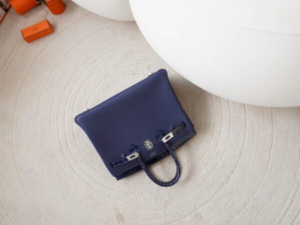 mmexport1722326344973 New Hermes Birkin Touch 25CM Togo /Shiny Crocodile M3 Blue Encre Silver Hardware