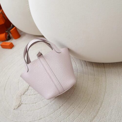 Hermes Bag Price Clemence Leather 09 Mauve Pale Picotin Micro 14CM Silver Hardware