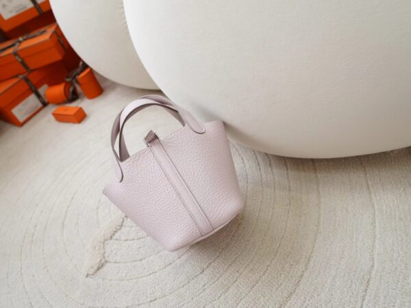 mmexport1722329836473 Hermes Bag Price Clemence Leather 09 Mauve Pale Picotin Micro 14CM Silver Hardware