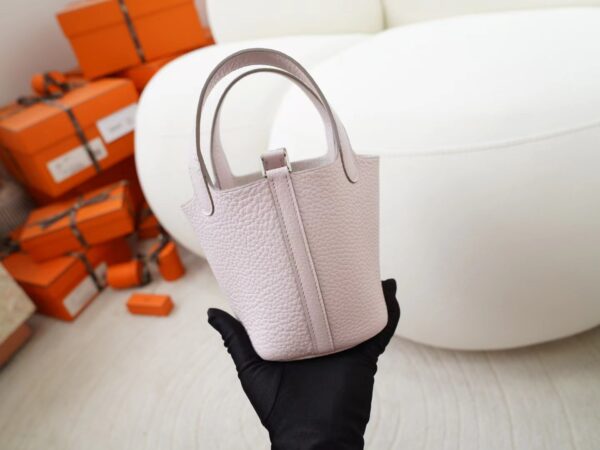 mmexport1722329838300 Hermes Bag Price Clemence Leather 09 Mauve Pale Picotin Micro 14CM Silver Hardware