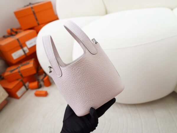 mmexport1722329840117 Hermes Bag Price Clemence Leather 09 Mauve Pale Picotin Micro 14CM Silver Hardware