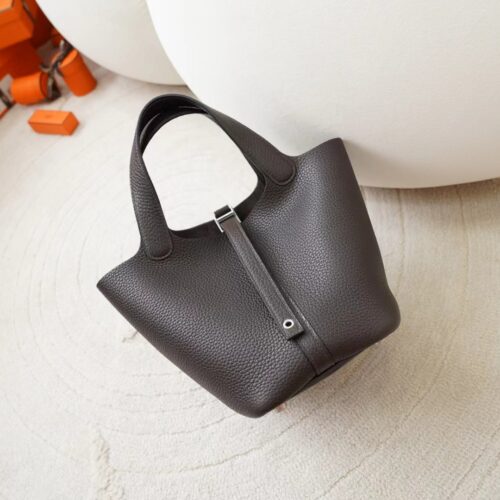 Canada Ottawa Hermes Picotin 18CM Clemence Leather 46 Ebene Silver Hardware