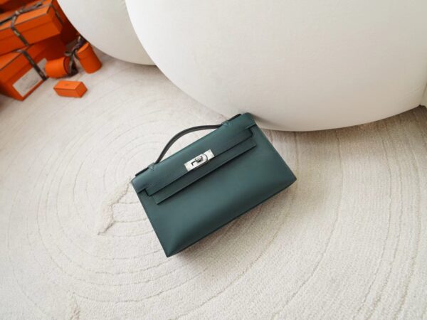 mmexport1722418171086-1 Hong Kong Hermes Swift Leather Kelly Pochette 22CM 6O Vert Cypres Silver Hardware
