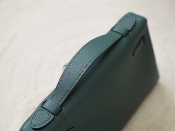 mmexport1722418176163 Hong Kong Hermes Swift Leather Kelly Pochette 22CM 6O Vert Cypres Silver Hardware