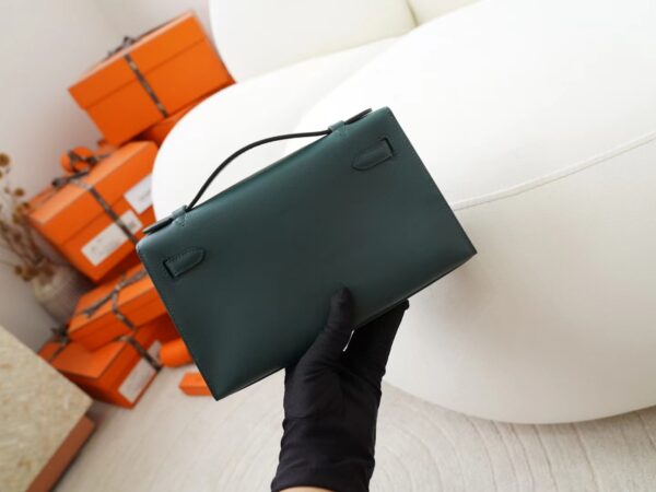 mmexport1722418179695 Hong Kong Hermes Swift Leather Kelly Pochette 22CM 6O Vert Cypres Silver Hardware