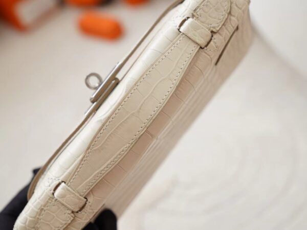 mmexport1722418204951 Hermes Bag Images Kelly Pochette 22CM Matte Alligator Crocodile 8L Beton Silver Hardware