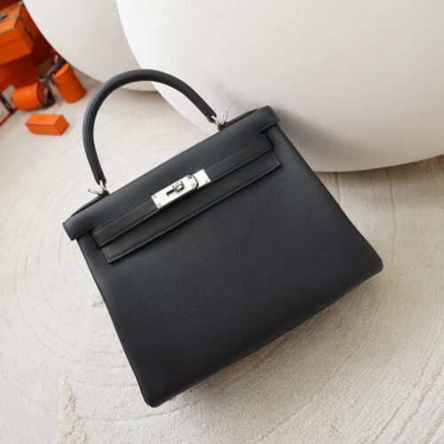 Saudi Arabia Riyadh Hermes Kelly 28CM Togo Leather 89 Noir Silver Hardware