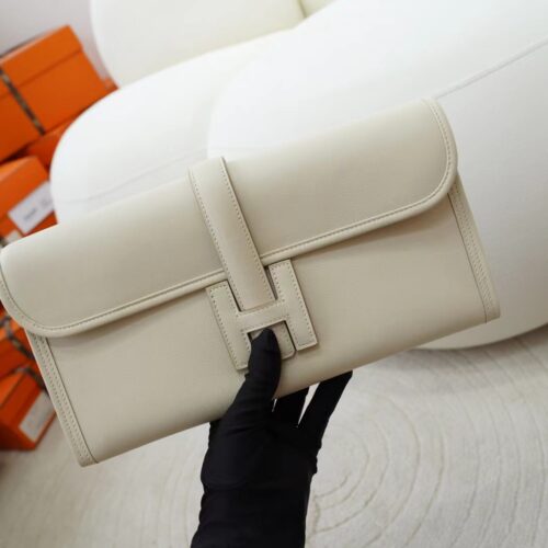 Hermes Swift Leather Jige Elan Clutch 10 Craie Women’s Clutch Bag