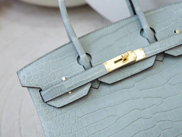 mmexport1722590512484 Hermes Bag Images Matte Porosus Crocodile Birkin 30CM 0V Gris Ciment Gold Hardware