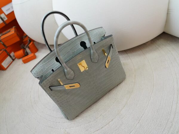 mmexport1722590522440 Hermes Bag Images Matte Porosus Crocodile Birkin 30CM 0V Gris Ciment Gold Hardware