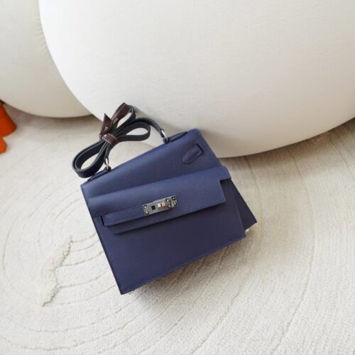 Hermes Kelly Desordre 20CM Epsom Leather 2Z Blue Nuit Silver Hardware