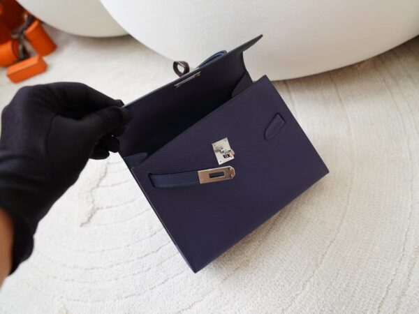 mmexport1722667190492 Hermes Kelly Desordre 20CM Epsom Leather 2Z Blue Nuit Silver Hardware