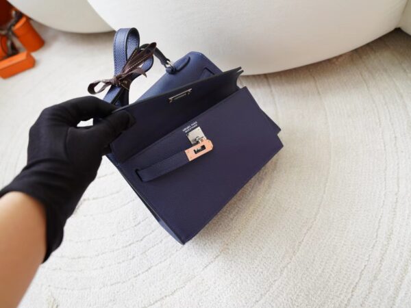 mmexport1722667192642 Hermes Kelly Desordre 20CM Epsom Leather 2Z Blue Nuit Silver Hardware