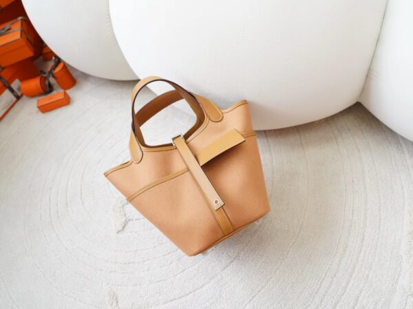 mmexport1722667265723-1 Hermes Bag Price Picotin Cargo 18CM 2S Sesame Canvas & Swift Leather Silver Hardware