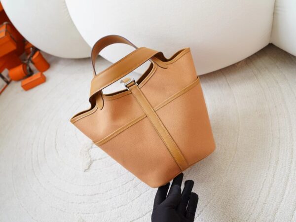 mmexport1722667270042 Hermes Bag Price Picotin Cargo 18CM 2S Sesame Canvas & Swift Leather Silver Hardware