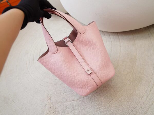 mmexport1725518100887 DDMode Bag Hermes Picotin 18CM Clemence Leather 3Q Rose Sakura Silver Hardware