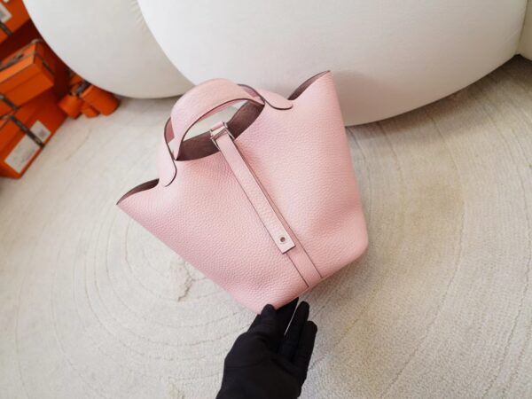 mmexport1725518104417-1 DDMode Bag Hermes Picotin 18CM Clemence Leather 3Q Rose Sakura Silver Hardware