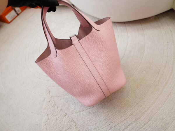 mmexport1725518112302 DDMode Bag Hermes Picotin 18CM Clemence Leather 3Q Rose Sakura Silver Hardware
