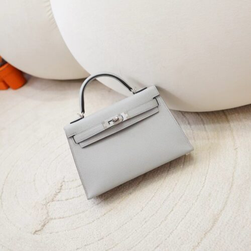 DDMode Hermes Mini Kelly 19CM Epsom Leather 4Z Gris Mouette Silver Hardware