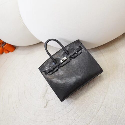 DDMode Hermes Lizard Leather Birkin Sellier 20CM 89 Noir Silver Hardware