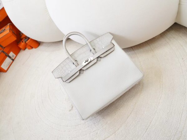 mmexport1725607126089 Hong Kong Hermes Birkin Touch 25CM Matte Alligator Crocodile / Togo Leather 8L Beton Silver Hardware