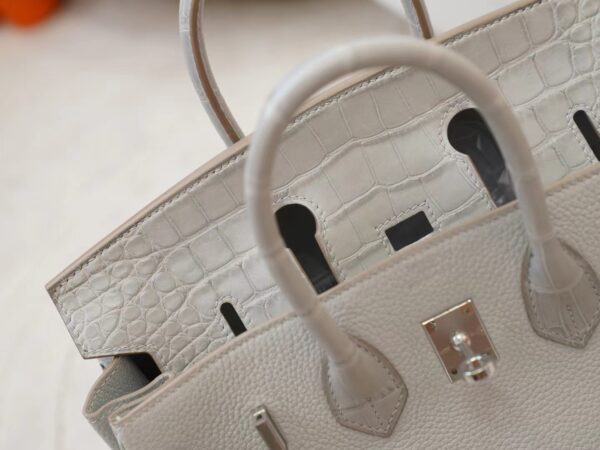 mmexport1725607137787 Hong Kong Hermes Birkin Touch 25CM Matte Alligator Crocodile / Togo Leather 8L Beton Silver Hardware