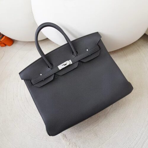 DDMode Hermes Bags Birkin 35CM CK89 Noir Togo Leather Silver Hardware