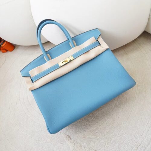USA Washington Hermes Togo Leather Birkin 35CM D2 New Blue Jean Silver Hardware