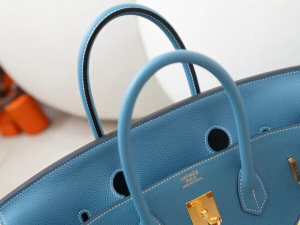 mmexport1725856643245 USA Washington Hermes Togo Leather Birkin 35CM D2 New Blue Jean Silver Hardware