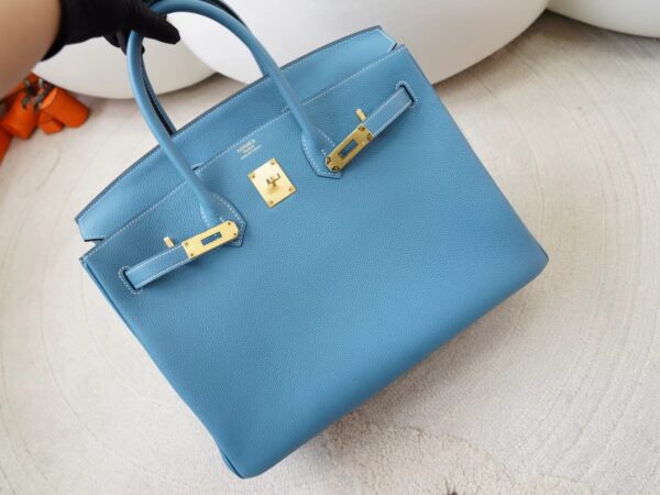 mmexport1725856647105 USA Washington Hermes Togo Leather Birkin 35CM D2 New Blue Jean Silver Hardware
