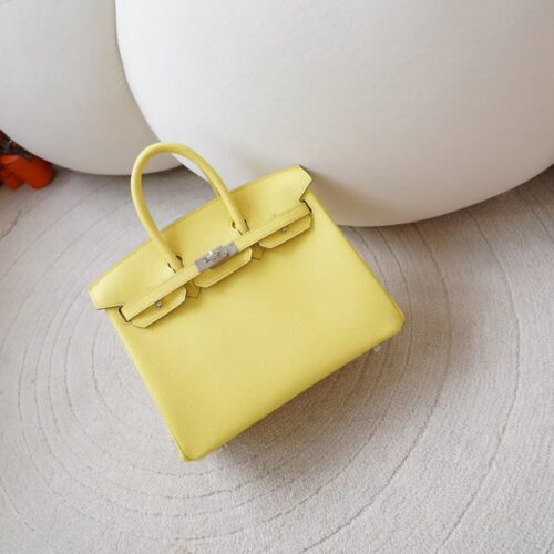 Hermes Bag Images Epsom Leather Birkin 25CM 9R Lime Silver Hardware