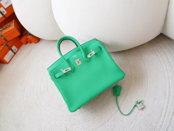 mmexport1726207982074 UK London Hermes Birkin 25CM Togo Leather 0Z Vert Comics Silver Hardware