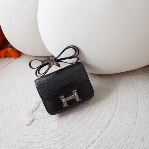 God Factory Bags Bags Hermes Matte Alligator Crocodile Constance 19CM 89 Noir Lizard Buckle