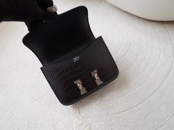 mmexport1726210444883 God Factory Bags Bags Hermes Matte Alligator Crocodile Constance 19CM 89 Noir Lizard Buckle