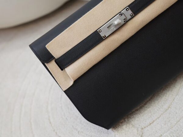 mmexport1726298826059 Hermes Epsom Leather Kelly Depeches 25CM Clutch Bag 89 Noir Silver Hardware